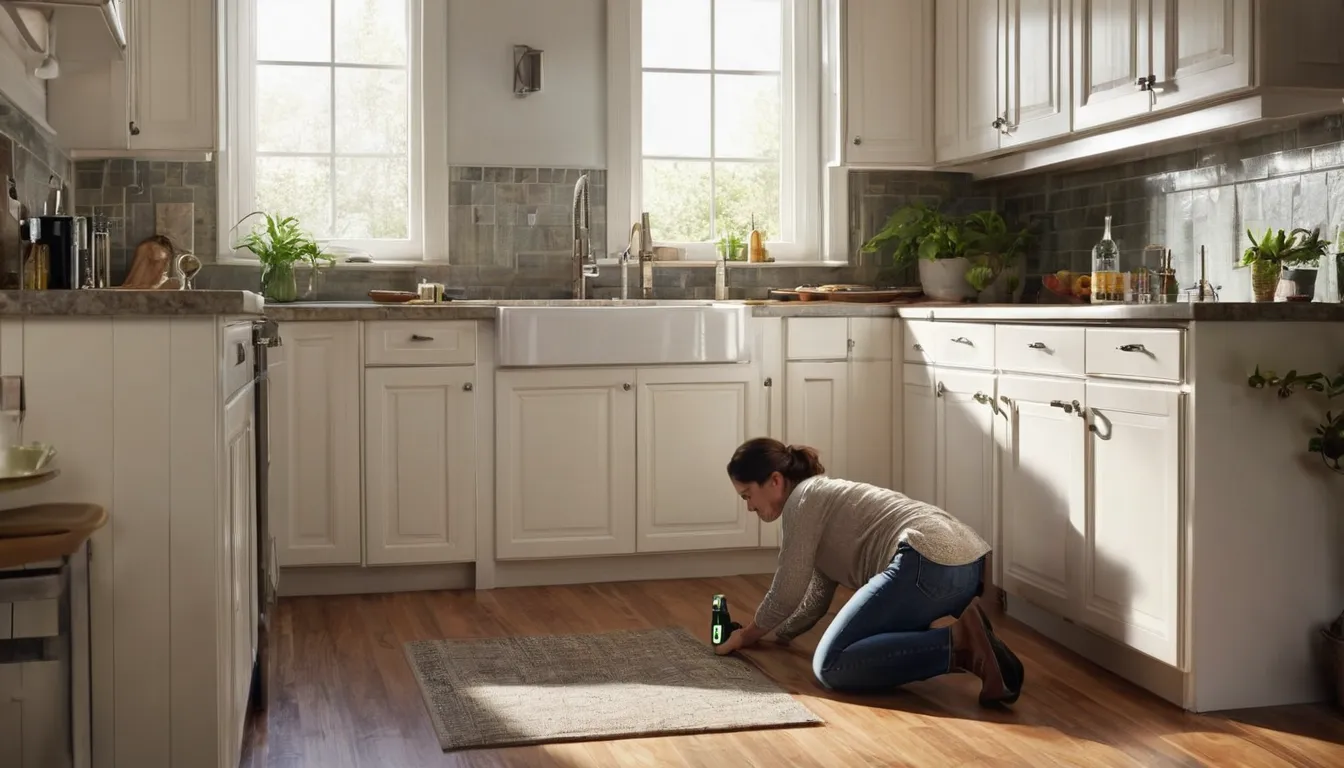 A homeowner checking a kitchen for early signs of pests